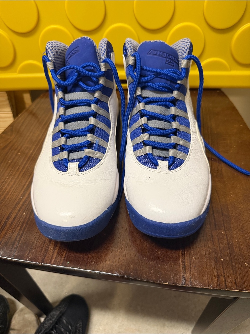 Jordan Retro White and Blue High-Top Sneakers